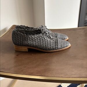 Stuart Weitzman Gray Oxford Derbys with Woven Leather